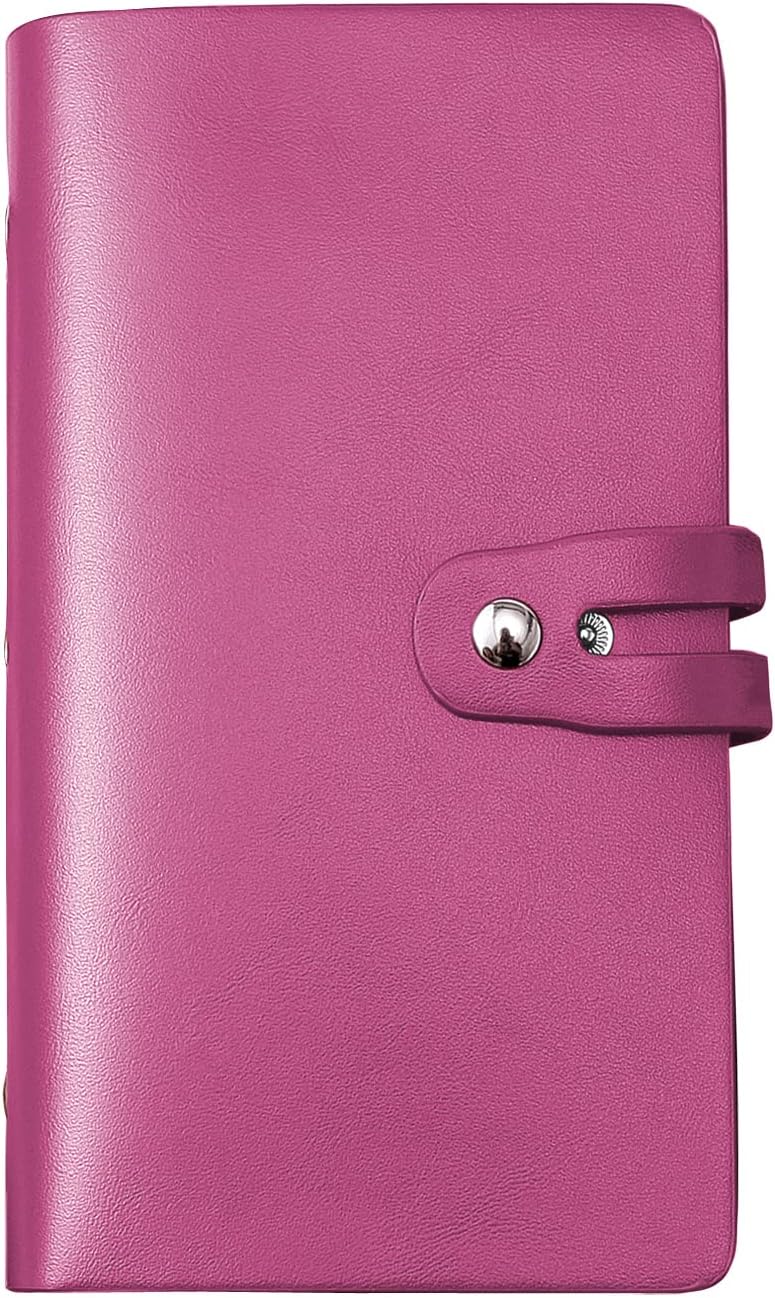 Romozi RFID Credit Card Holder, Leather Business Card Organizer with 96 Card Slots, Credit Card Case for Managing Your Different Cards and Important Documents to Prevent Loss or Damage (Rose Red) - Image 1