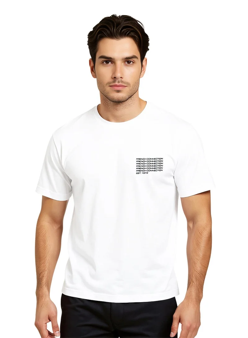 فرنش كونكشن Logo Crew Neck Basic T-Shirt