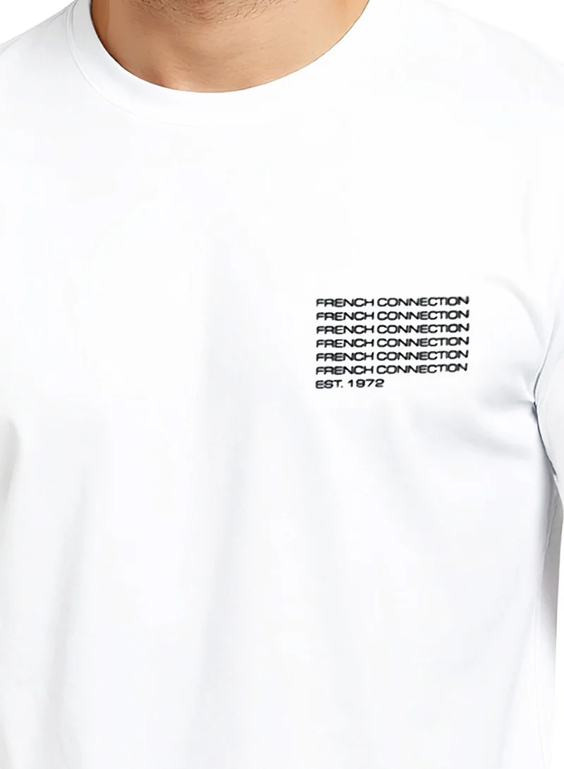 فرنش كونكشن Logo Crew Neck Basic T-Shirt