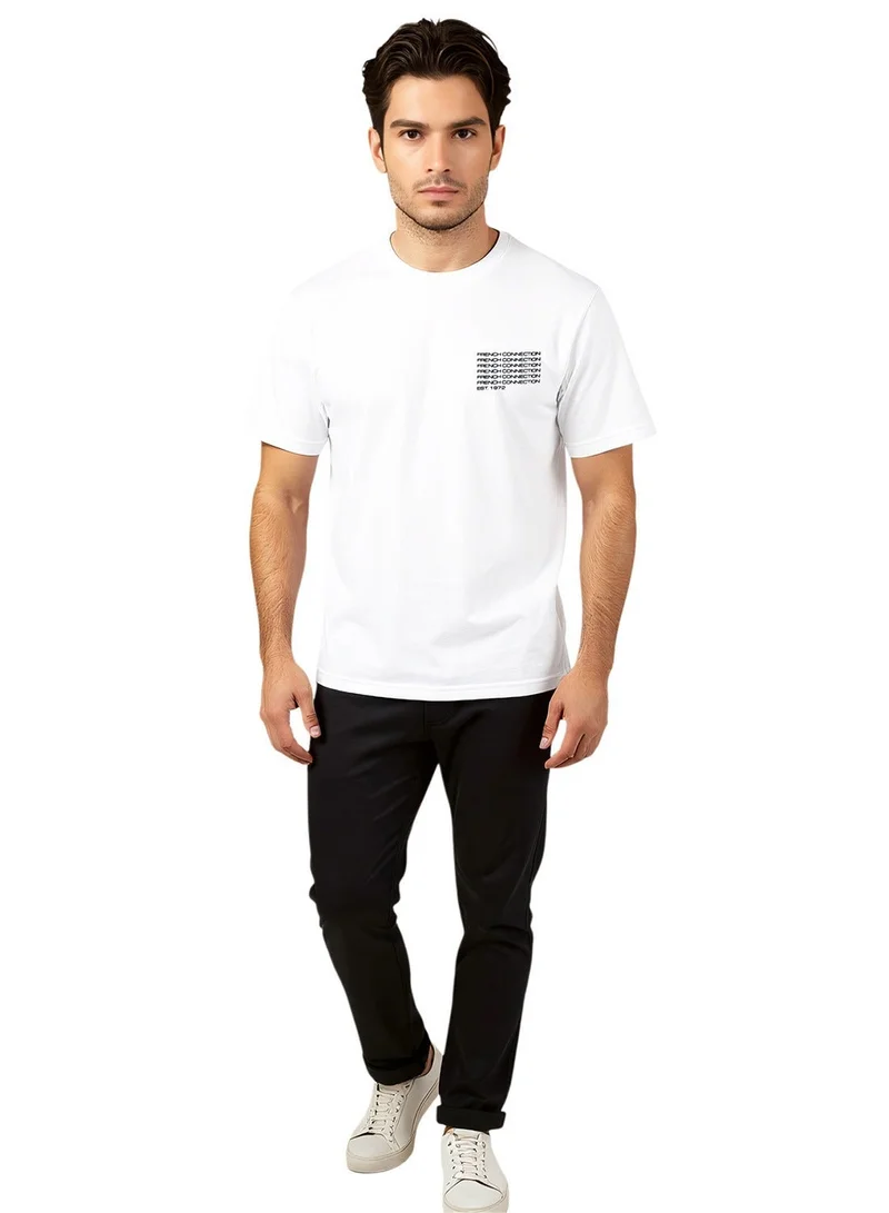 فرنش كونكشن تيشيرت أساسي بياقة دائرية وشعار