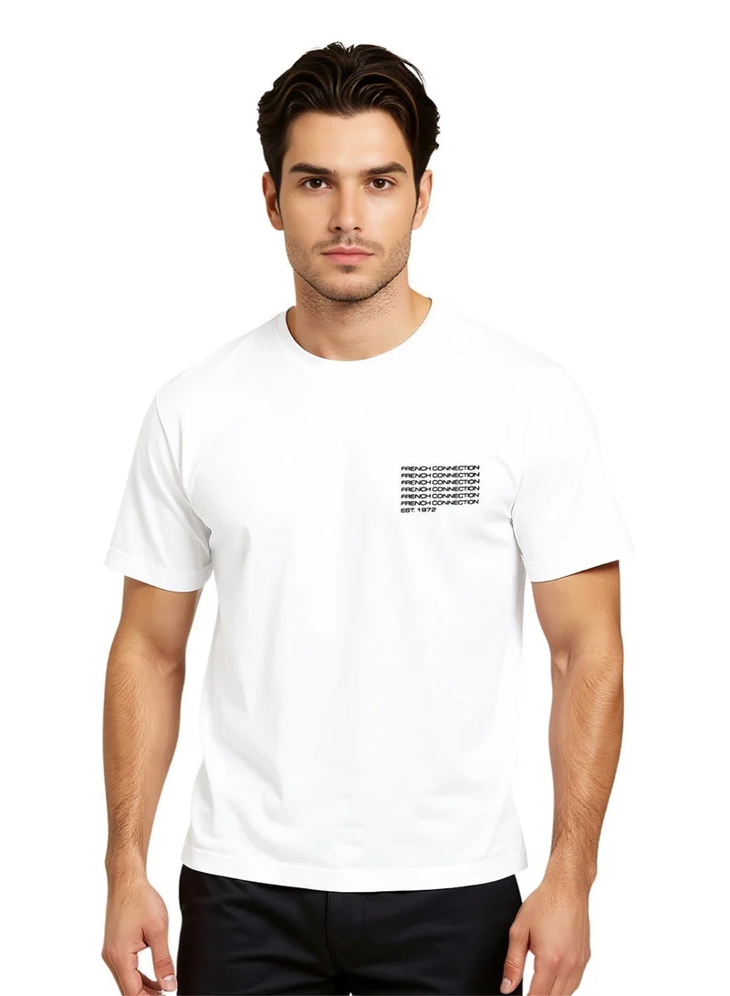 فرنش كونكشن تيشيرت أساسي بياقة دائرية وشعار