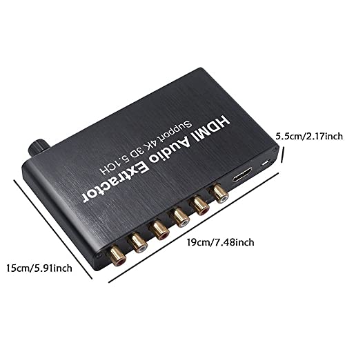 VOOCME HDMI Audio Extractor 5.1CH 4K 3D Coaxial to RCA AC3/DST to 5.1 Amplifier Analog Converter for PS4 DVD Player HDTV (Not Support ARC) - Black - Image 3