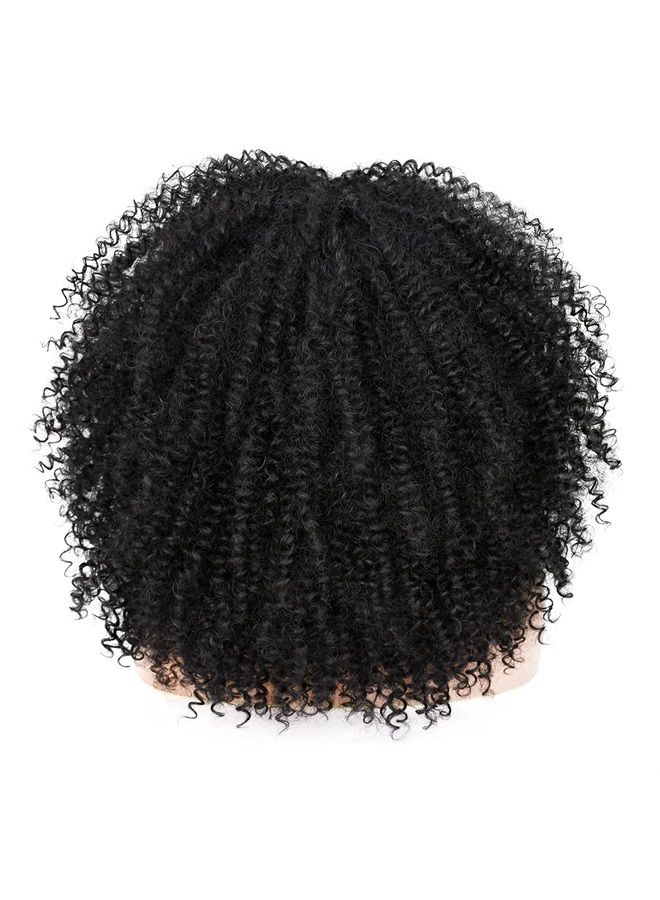 ANNISOUL 16Inch Curly Wigs for Black Women Black Afro Bomb Curly Wig with Bangs Synthetic Fiber Glueless Long Kinky Curly Hair