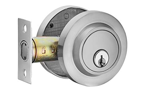 Berlin Modisch Single Cylinder Deadbolt Lock Sleek Round for Front Door Modern Contemporary High Security Heavy Duty – Satin Nickel Finish - Image 2