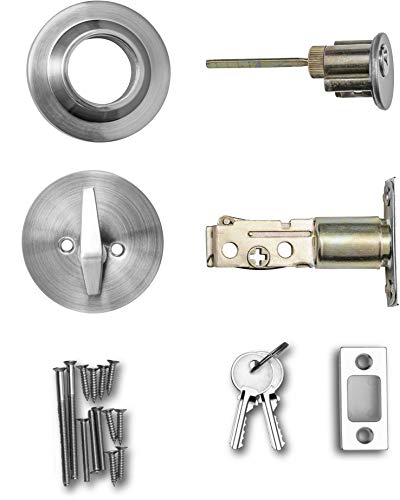 Berlin Modisch Single Cylinder Deadbolt Lock Sleek Round for Front Door Modern Contemporary High Security Heavy Duty – Satin Nickel Finish - Image 4