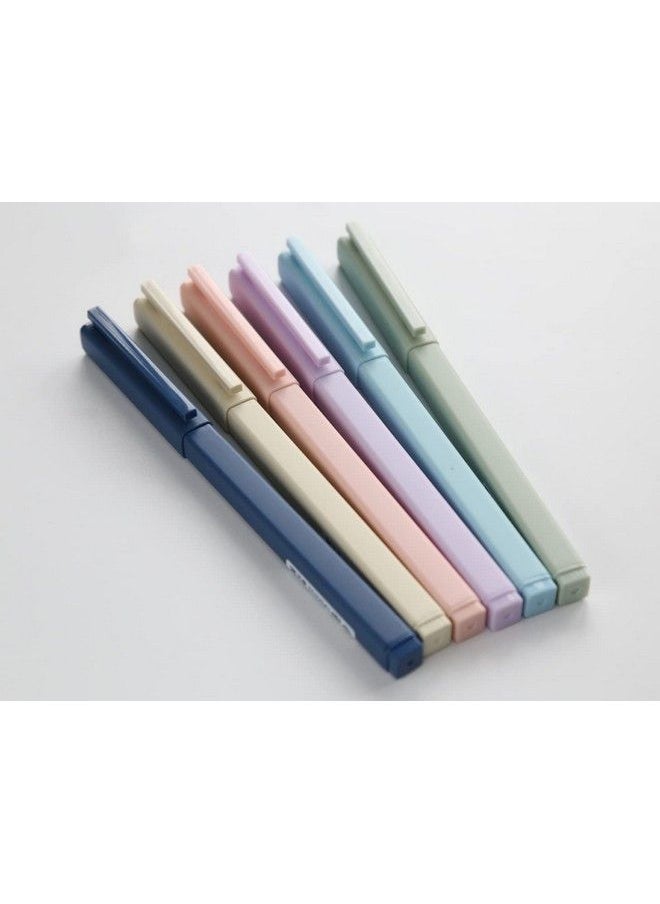 GANSSIA - New Solid Color Gel Ink Pens 0.5Mm Point Square Body Gel Pen For Writing Signature Pack Of 6Pcs - Image 1