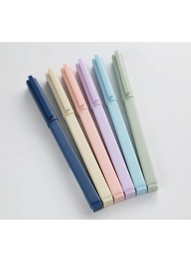 GANSSIA - New Solid Color Gel Ink Pens 0.5Mm Point Square Body Gel Pen For Writing Signature Pack Of 6Pcs - Image 1