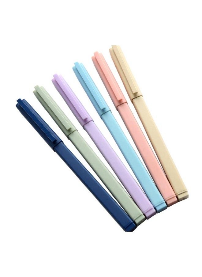 GANSSIA - New Solid Color Gel Ink Pens 0.5Mm Point Square Body Gel Pen For Writing Signature Pack Of 6Pcs - Image 1