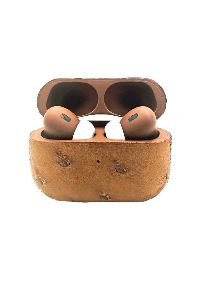 Craft Merlin Craft Customized Apple AirPods Pro 3 Wireless Earbuds – Leather Ostrich Brown - Image 1