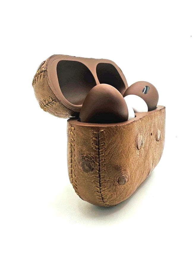 Craft Merlin Craft Customized Apple AirPods Pro 3 Wireless Earbuds – Leather Ostrich Brown - Image 4