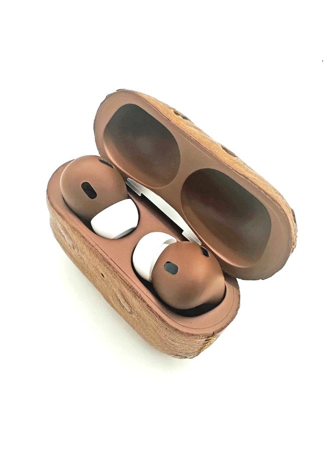 Craft Merlin Craft Customized Apple AirPods Pro 3 Wireless Earbuds – Leather Ostrich Brown - Image 3