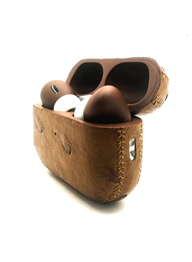 Craft Merlin Craft Customized Apple AirPods Pro 3 Wireless Earbuds – Leather Ostrich Brown - Image 2