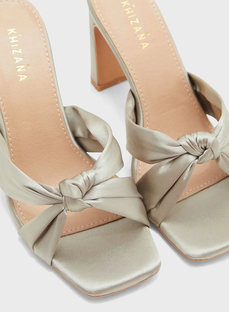 Khizana Satin Knot Detail Mule Sandal