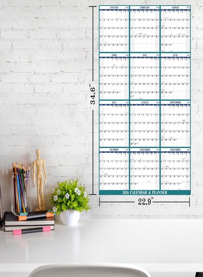 Lemome Dry Erase Calendar for Wall - Yearly Wall Calendar 2026, 23" x 35", Jan. - Dec. 2026, 12 Months Folded Yearly Calendars Erasable - Image 2