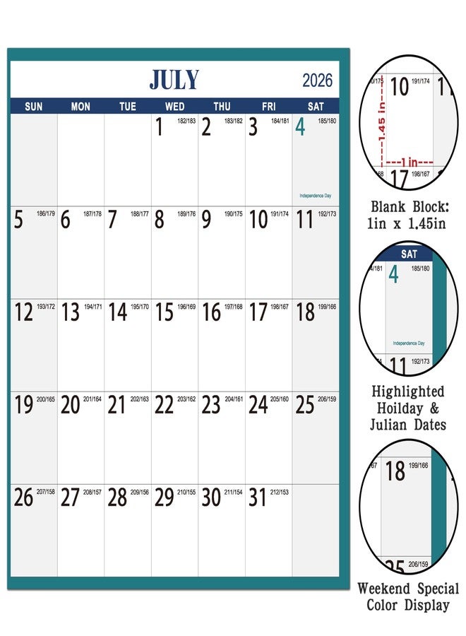 Lemome Dry Erase Calendar for Wall - Yearly Wall Calendar 2026, 23" x 35", Jan. - Dec. 2026, 12 Months Folded Yearly Calendars Erasable - Image 3