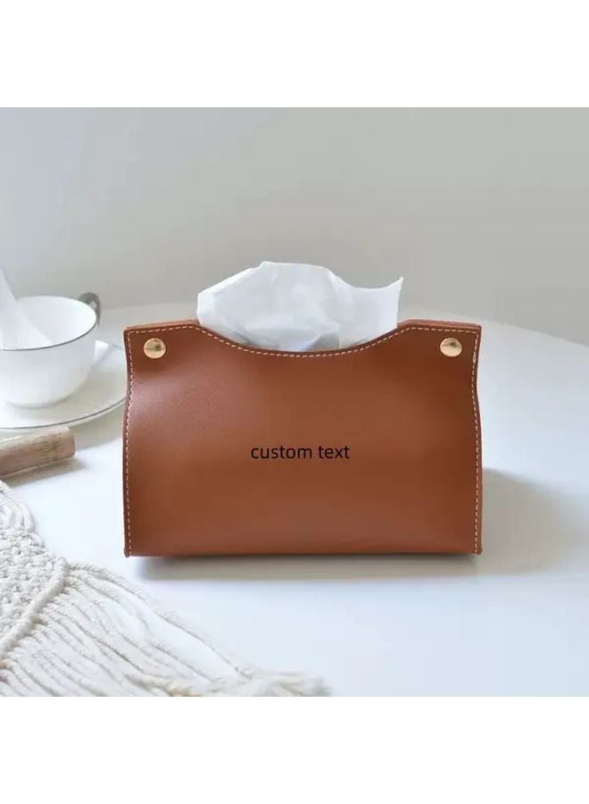 Off White V Neck Faux Leather Tissue Box Holder Modern Home Office Decor - Image 5