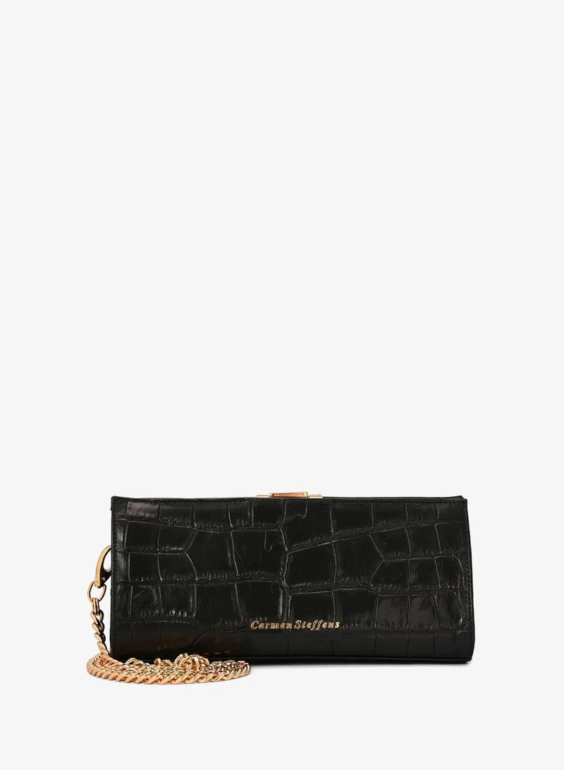Carmen Steffens Black Croco Leather Crossbody Bag