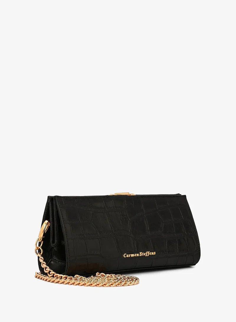 Carmen Steffens Black Croco Leather Crossbody Bag