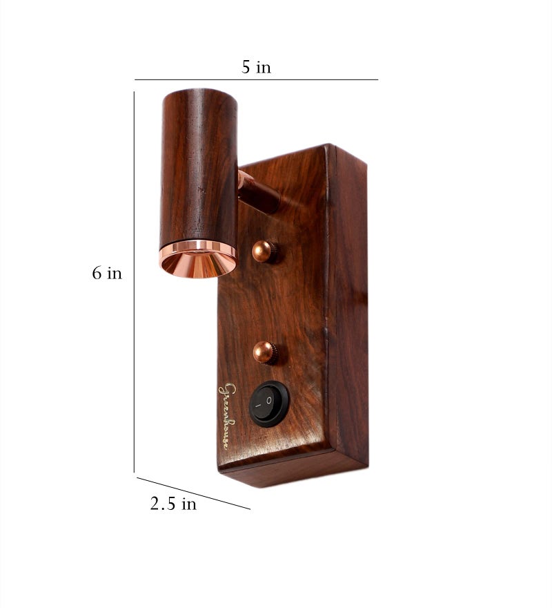 Green House Handmade Sheesham Wood Wall Mounted Adjustable Focus/Spotlight | Bedside Reading Lamp | Modern Fancy Design | 3W Warm White LED | Bedroom, Living Room, Mirror, Study Room, Study Table - Image 4