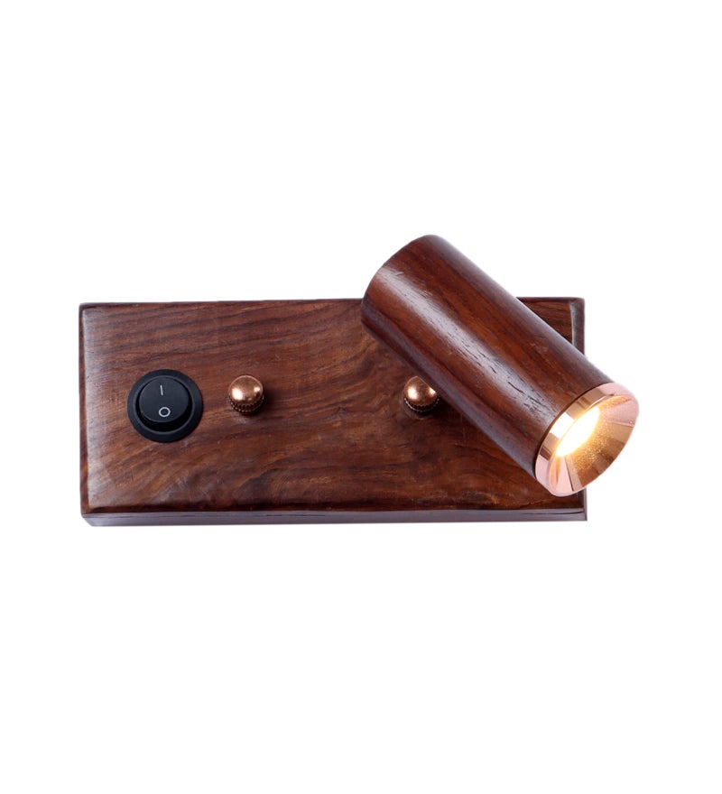 Green House Handmade Sheesham Wood Wall Mounted Adjustable Focus/Spotlight | Bedside Reading Lamp | Modern Fancy Design | 3W Warm White LED | Bedroom, Living Room, Mirror, Study Room, Study Table - Image 5