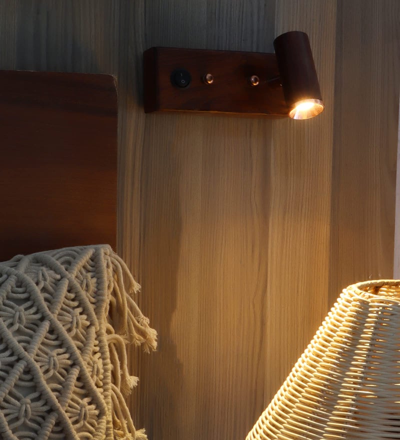 Green House Handmade Sheesham Wood Wall Mounted Adjustable Focus/Spotlight | Bedside Reading Lamp | Modern Fancy Design | 3W Warm White LED | Bedroom, Living Room, Mirror, Study Room, Study Table - Image 2