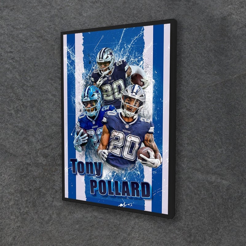 TNESSENTIAL Tony Pollard Poster Dallas Cowboys Framed Canvas Print Football Wall Art Print NFL Artwork Home Decor D106 Birthday Gift - Image 1