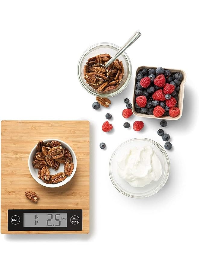 XVersion 2 in 1 Kitchen Scale & Wooden Cutting Board, Multifunction Digital Kitchen Food Scale Electronic Food Weight with Large LCD Display, Wooden Platform, Ultra Slim, From 11lb/5kg up to 33lb/15kg  - Image 1