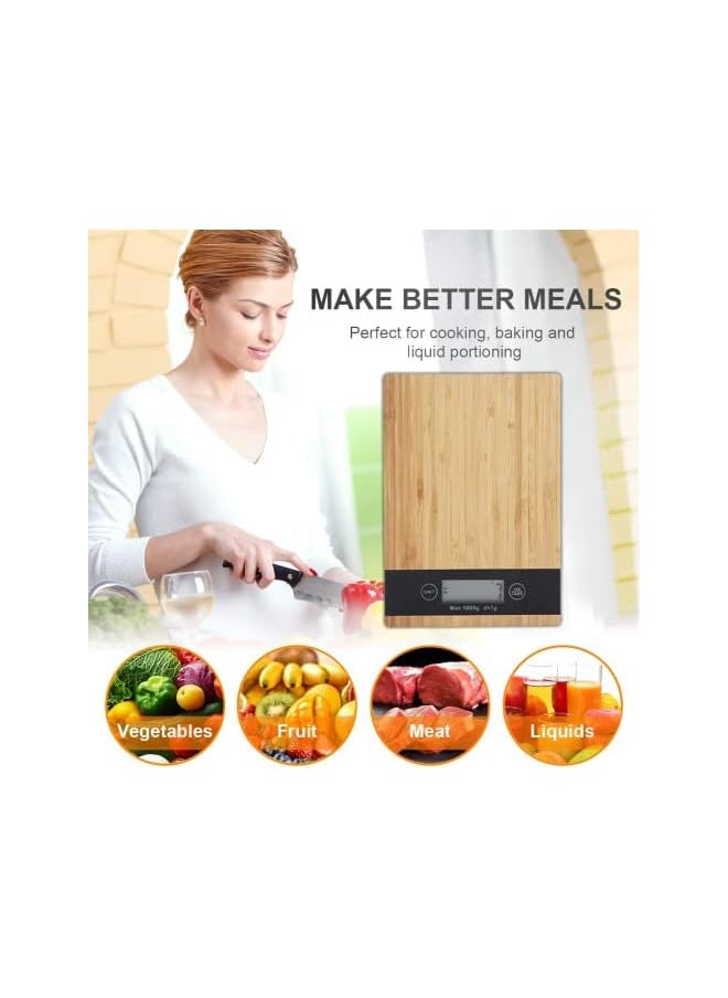 XVersion 2 in 1 Kitchen Scale & Wooden Cutting Board, Multifunction Digital Kitchen Food Scale Electronic Food Weight with Large LCD Display, Wooden Platform, Ultra Slim, From 11lb/5kg up to 33lb/15kg  - Image 2