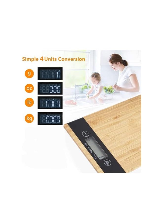 XVersion 2 in 1 Kitchen Scale & Wooden Cutting Board, Multifunction Digital Kitchen Food Scale Electronic Food Weight with Large LCD Display, Wooden Platform, Ultra Slim, From 11lb/5kg up to 33lb/15kg  - Image 4