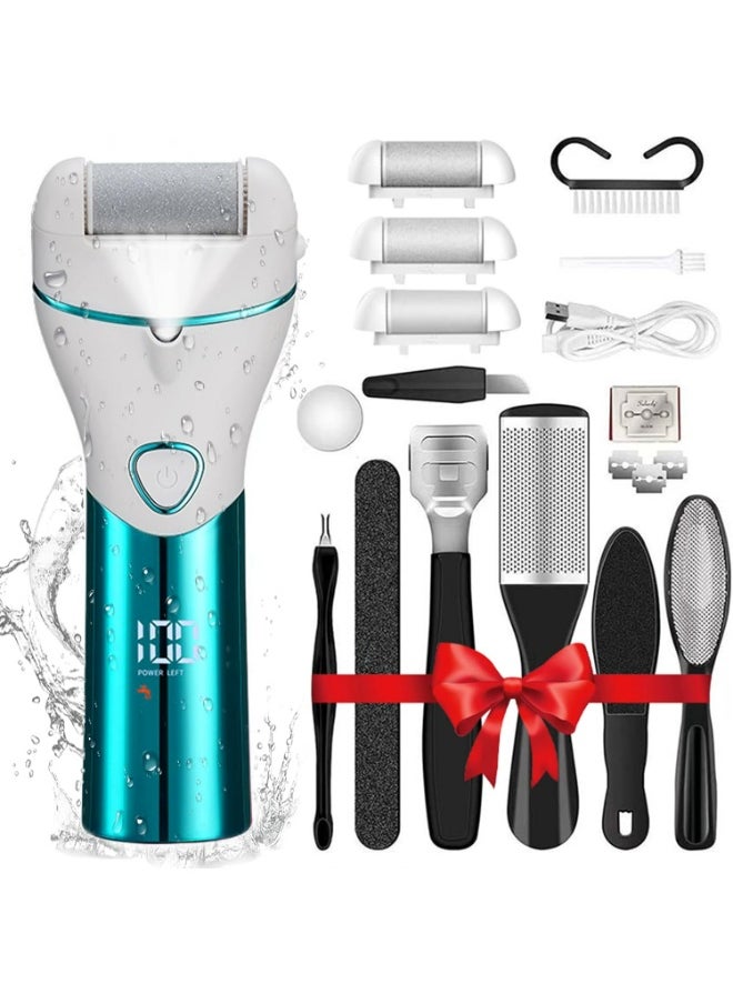 Generic ElectricCallus Remover for Feet, 16-in-1 Professional Pedicure Tools Foot Care Kit, Foot Scrubber Electric Feet File Pedi for Hard Cracked Dry Dead Skin, 3 Rollers, 2 Speed, Battery Display  - Image 1