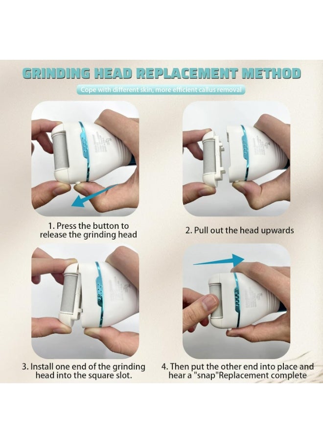 Generic ElectricCallus Remover for Feet, 16-in-1 Professional Pedicure Tools Foot Care Kit, Foot Scrubber Electric Feet File Pedi for Hard Cracked Dry Dead Skin, 3 Rollers, 2 Speed, Battery Display  - Image 5