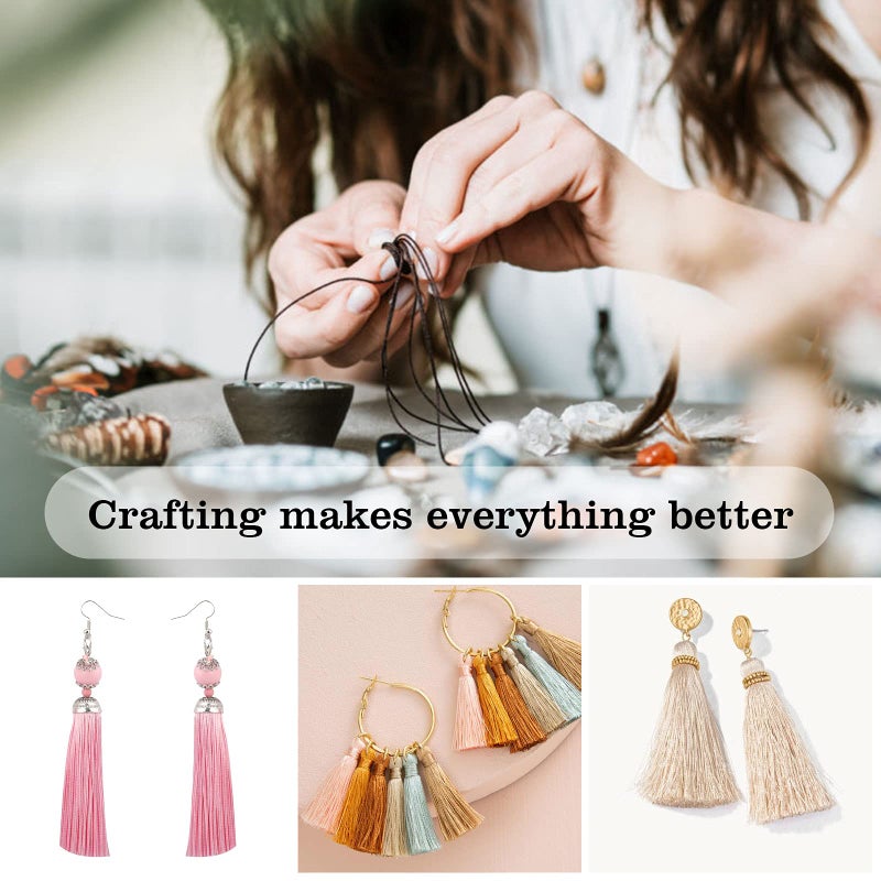 Creatrill 100 Pcs 13cm/5 Inch Silky Handmade Soft Craft Mini Tassels with Loops for Jewelry Making, DIY Projects, Bookmarks, 20 Colors, 5 Pcs of Each - Image 5