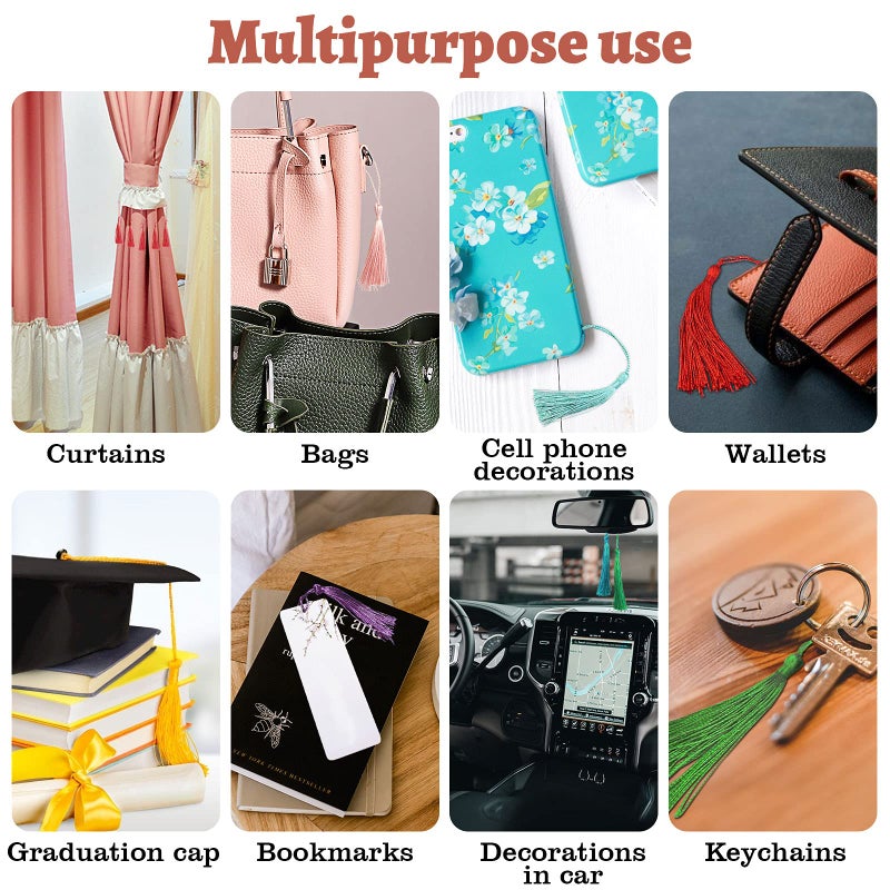 Creatrill 100 Pcs 13cm/5 Inch Silky Handmade Soft Craft Mini Tassels with Loops for Jewelry Making, DIY Projects, Bookmarks, 20 Colors, 5 Pcs of Each - Image 4