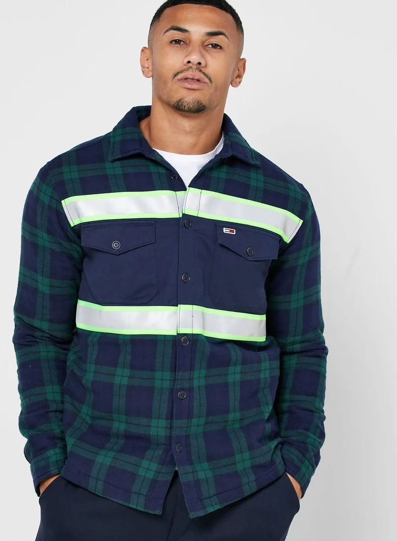 TOMMY JEANS Reflective Tape Checked Overshirt