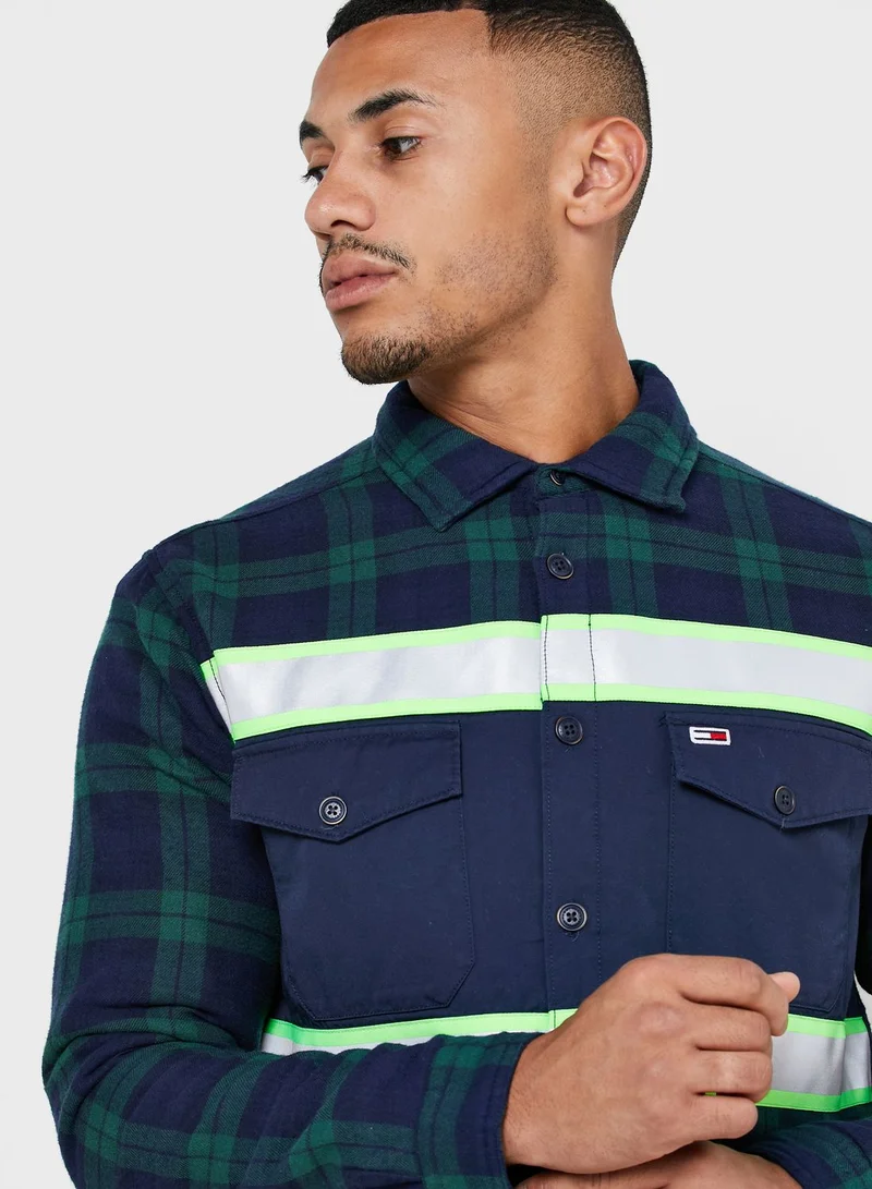 TOMMY JEANS Reflective Tape Checked Overshirt