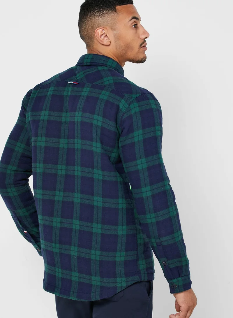 TOMMY JEANS Reflective Tape Checked Overshirt