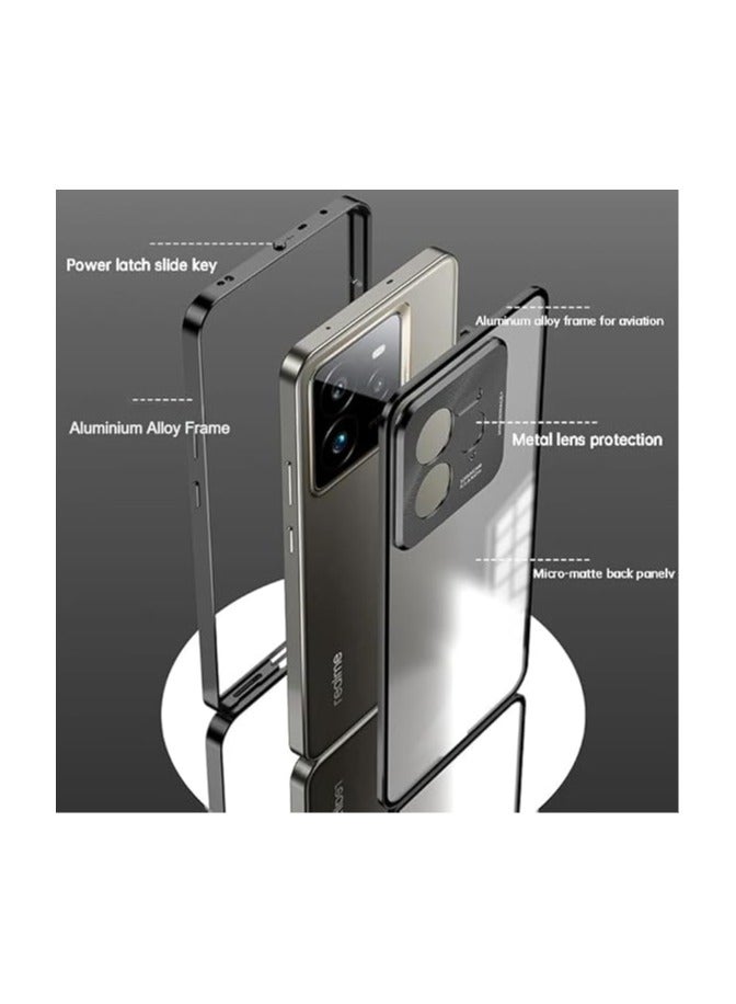 Case Compatible with Realme GT 7 Pro Case, Aluminium Alloy Metal Frame Matte Frosted Translucent Back Cover Shockproof Protective for GT7  - Image 2