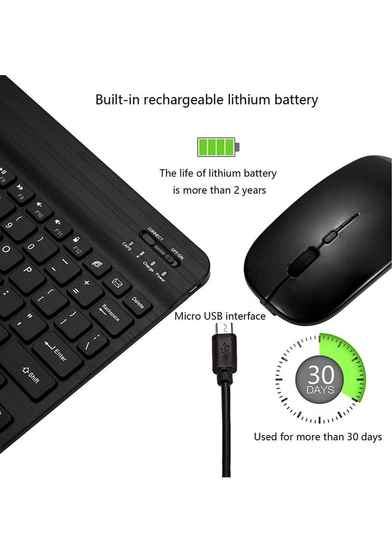 Arabic and English Bluetooth Keyboard and Mouse Combo, Ultra-Slim Portable Compact Wireless Mouse Keyboard Set for IOS Android Windows Tablet Phone iPhone iPad Pro Air Mini (Black) - Image 5