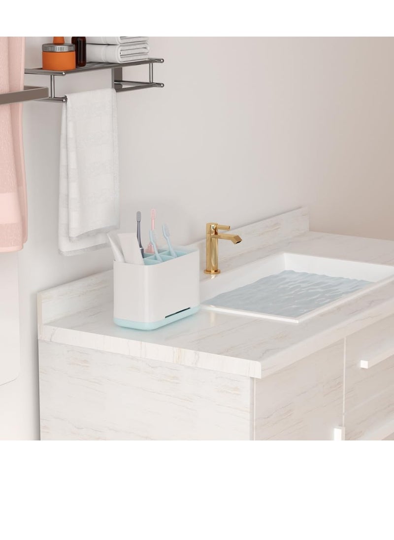 Bukela - Toothbrush Holder, Toothpaste Holder with Anti-Slip Bottom, Electric Toothbrush Holder with Adjustable Dividers, Large Toothbrush Caddy Organizer Storage Detachable for Bathroom Shower Family Kids - Image 1