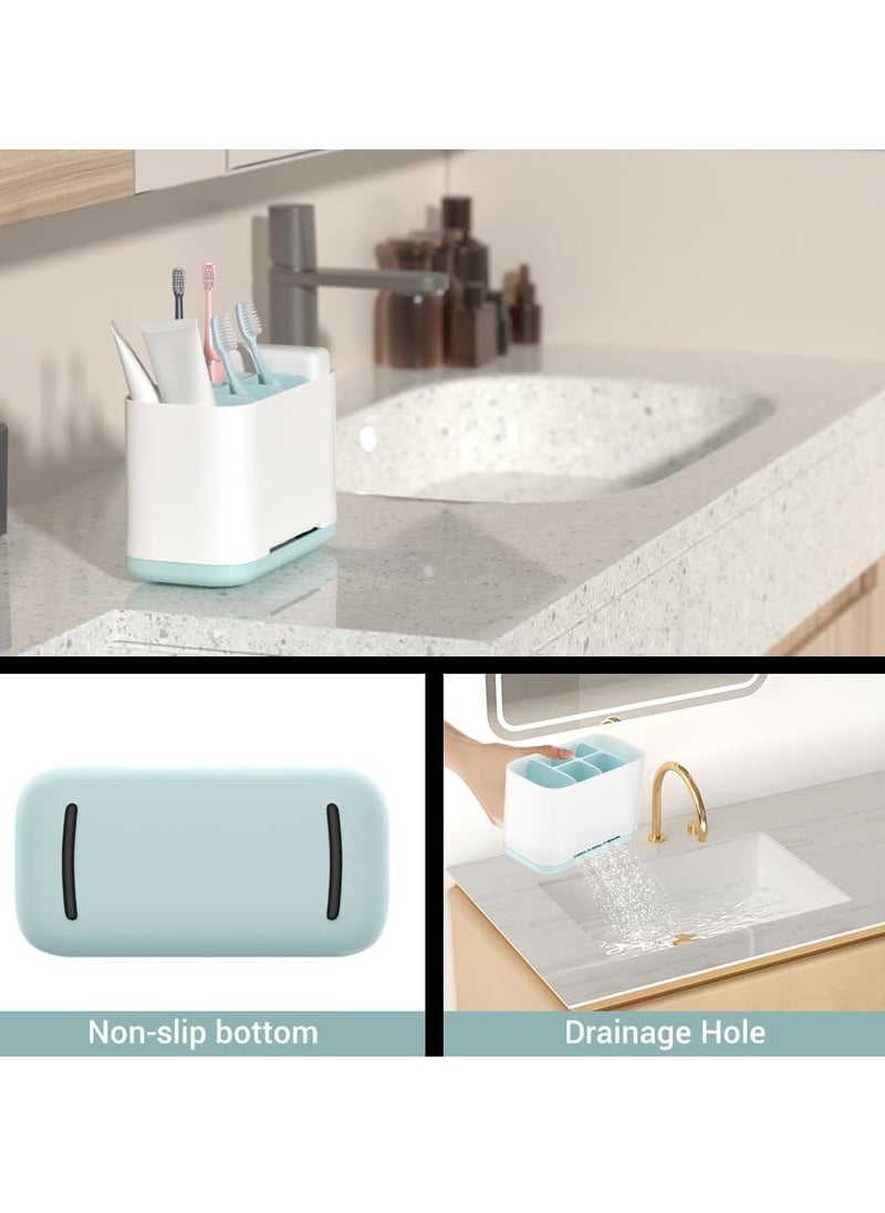 Bukela - Toothbrush Holder, Toothpaste Holder with Anti-Slip Bottom, Electric Toothbrush Holder with Adjustable Dividers, Large Toothbrush Caddy Organizer Storage Detachable for Bathroom Shower Family Kids - Image 1