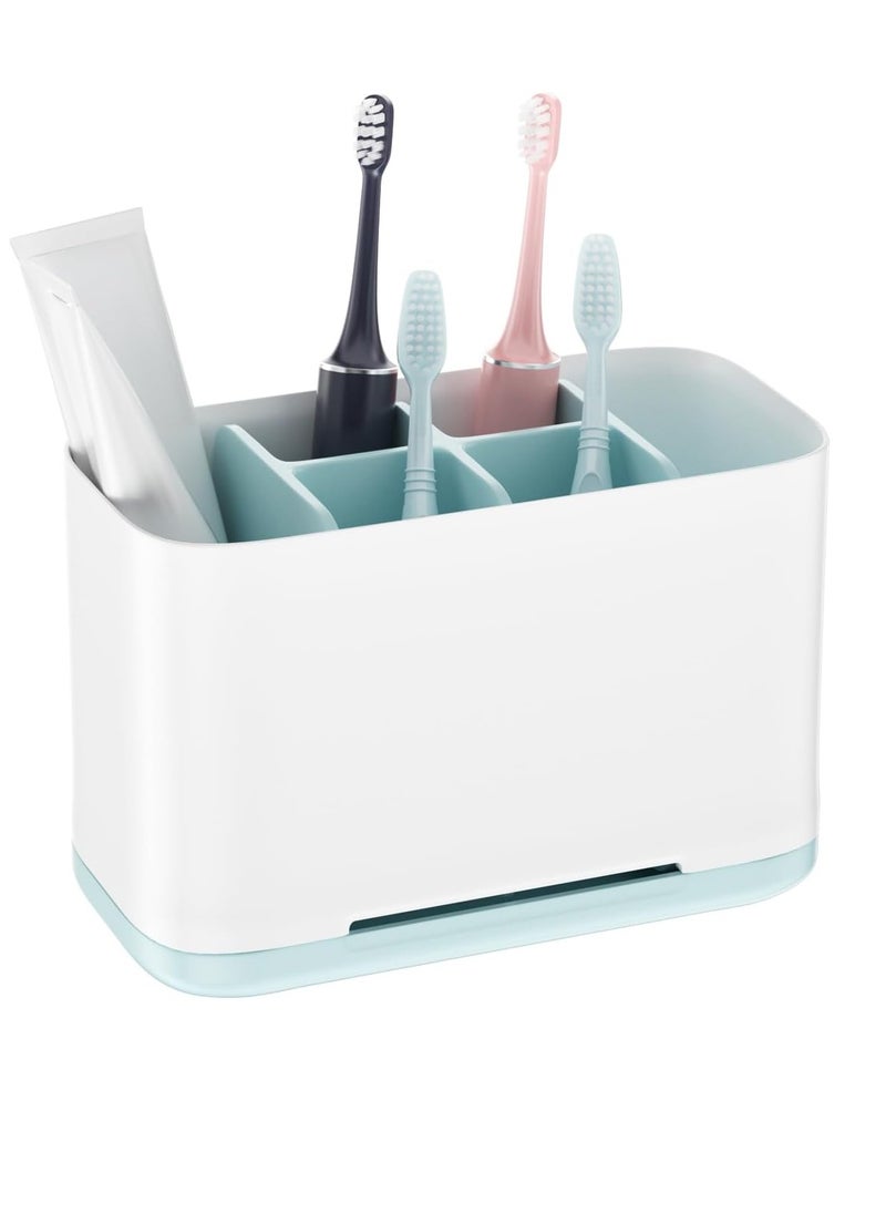 Bukela - Toothbrush Holder, Toothpaste Holder with Anti-Slip Bottom, Electric Toothbrush Holder with Adjustable Dividers, Large Toothbrush Caddy Organizer Storage Detachable for Bathroom Shower Family Kids - Image 1