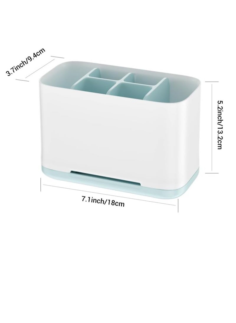 Bukela - Toothbrush Holder, Toothpaste Holder with Anti-Slip Bottom, Electric Toothbrush Holder with Adjustable Dividers, Large Toothbrush Caddy Organizer Storage Detachable for Bathroom Shower Family Kids - Image 1
