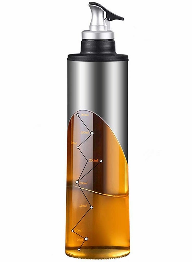 Glass Olive Oil Bottle, 22oz/650ml Oil and Vinegar Dispenser Set, Container Bottle for Kitchen Cooking with Automatic Opening and Closing Nozzle