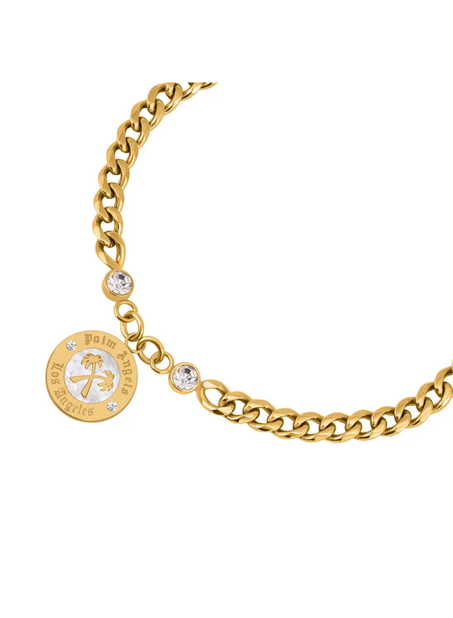 بالم انجلز Identita Yellow Gold Plated Stainless Steel Curb Chain Bracelet for Women