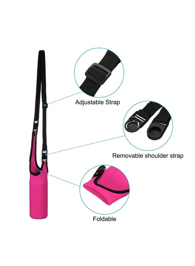 PATIKIL 67mmx185mm Water Bottle Sling Bag, 1 Pack Neoprene Portable Insulated Bottle Holder Carrier with Removable Adjustable Shoulder Strap, Rose Red