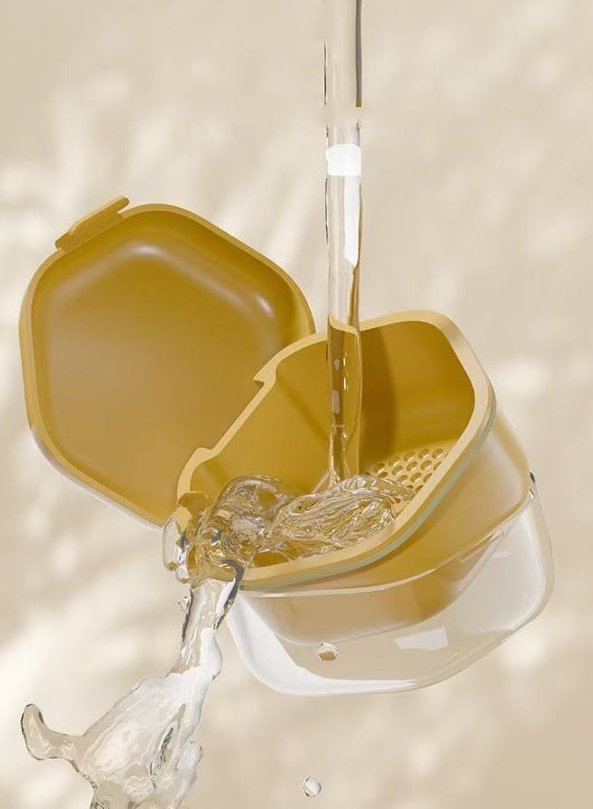 BF HOME Denture Bath Box Cup with Strainer Basket Denture Holder Storage Soak Container for Travel Cleaning Retainer Cleaner Case Mouth Guard Case - Image 3