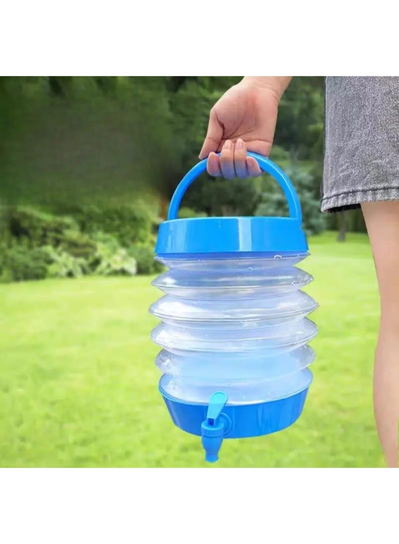 LDQ Outdoor Foldable 9.5L Water Bucket with Retractable Faucet – Portable Camping & Car Travel Water Container, Easy to Carry Beverage & Juice Dispenser - Image 2