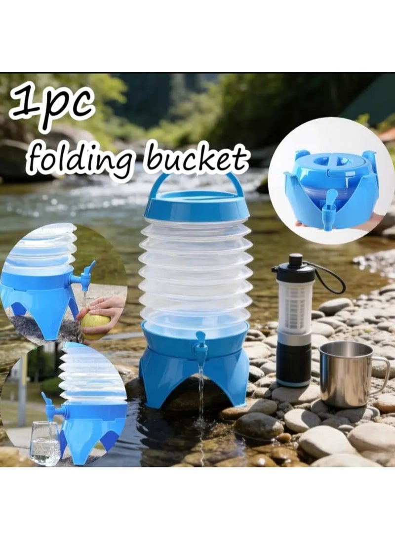 LDQ Outdoor Foldable 9.5L Water Bucket with Retractable Faucet – Portable Camping & Car Travel Water Container, Easy to Carry Beverage & Juice Dispenser - Image 3