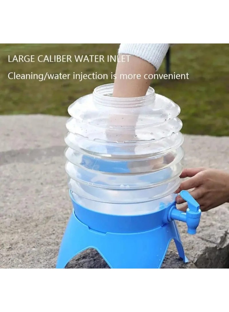 LDQ Outdoor Foldable 9.5L Water Bucket with Retractable Faucet – Portable Camping & Car Travel Water Container, Easy to Carry Beverage & Juice Dispenser - Image 5