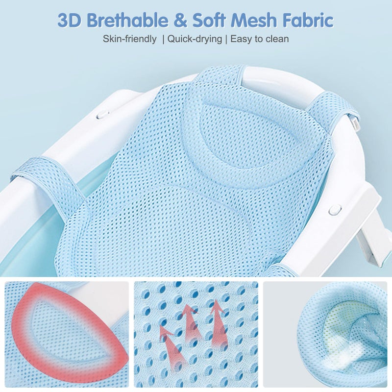 Colorlife Baby Bath Seat Support Net Infant Bathing Seat Support Mat, Adjustable Comfortable Non-Slip Five-Pointed Baby Shower Net Bathtub Sit Up Mesh for Newborn 0-6 Months-Blue(No Bathtub) - Image 5